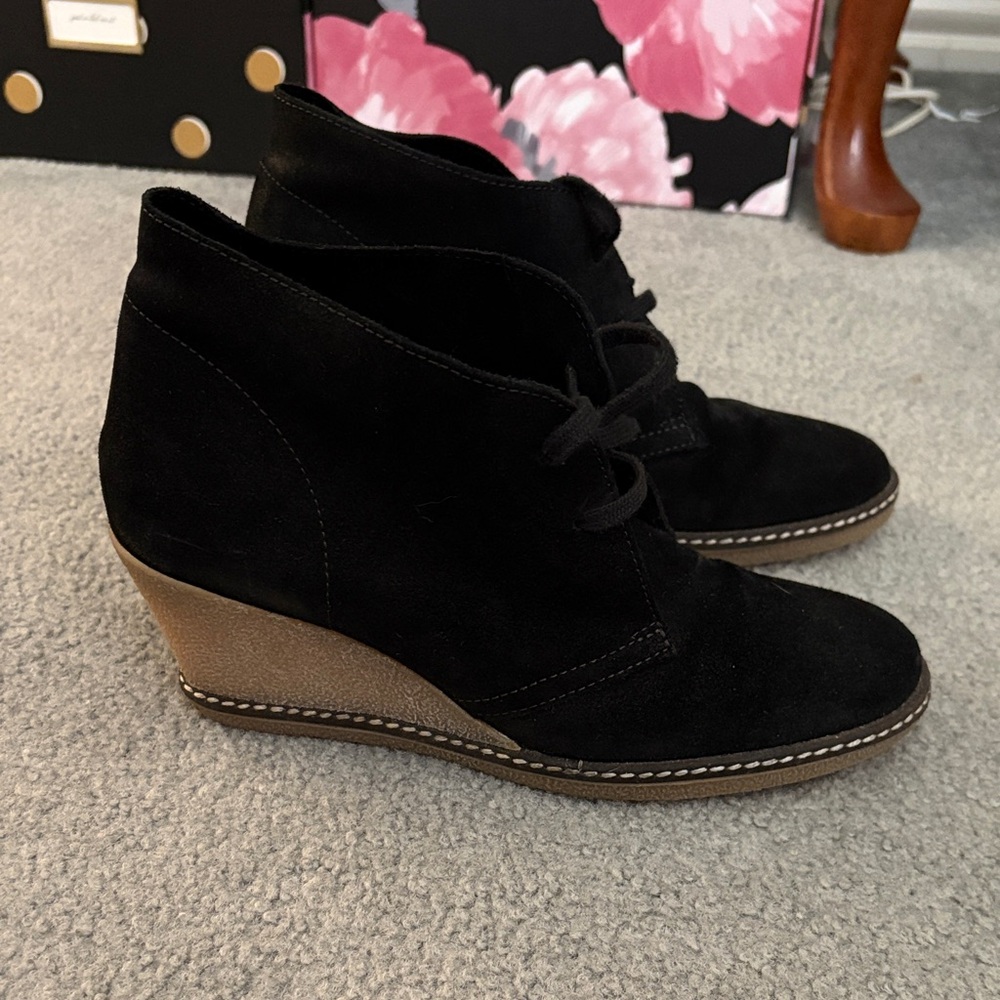 Jcrew Black MacAlister Suede Wedge Ankle Boots